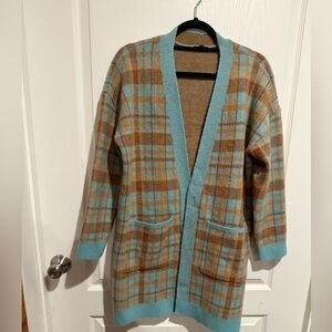 Talbots Brown and Blue wool blend cardigan